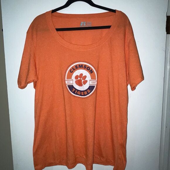 Russell Clemson University Tigers Orange Crew Neck T-Shirt Womens 3XL 22W-24W - Picture 1 of 7